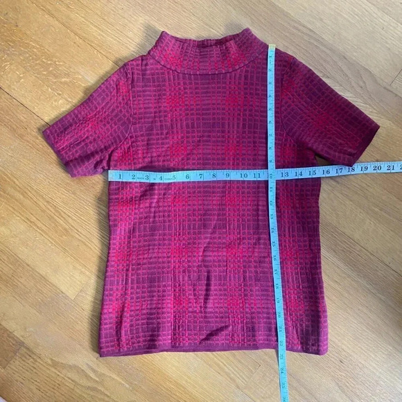 Anthropologie Field Flower Red Plaid Sweater Tee - Picture 10 of 10